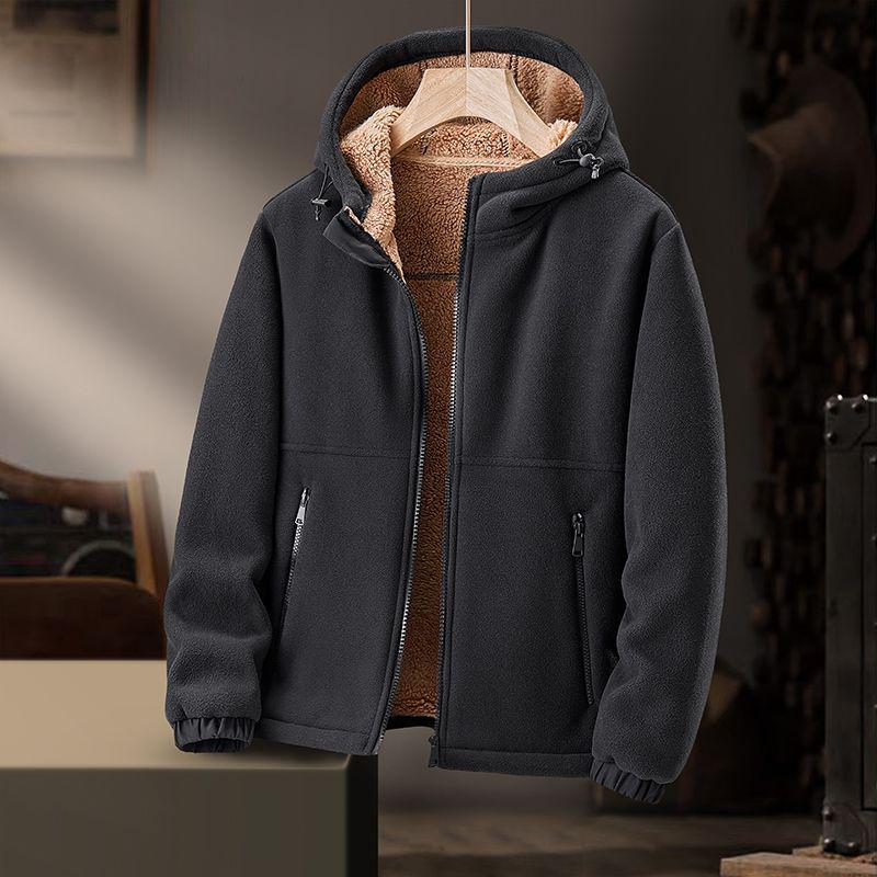 Men's Fleece Jacket: New Autumn/Winter Thickened Polar Fleece Coat, Warm Lamb Wool Casual Sweatshirt