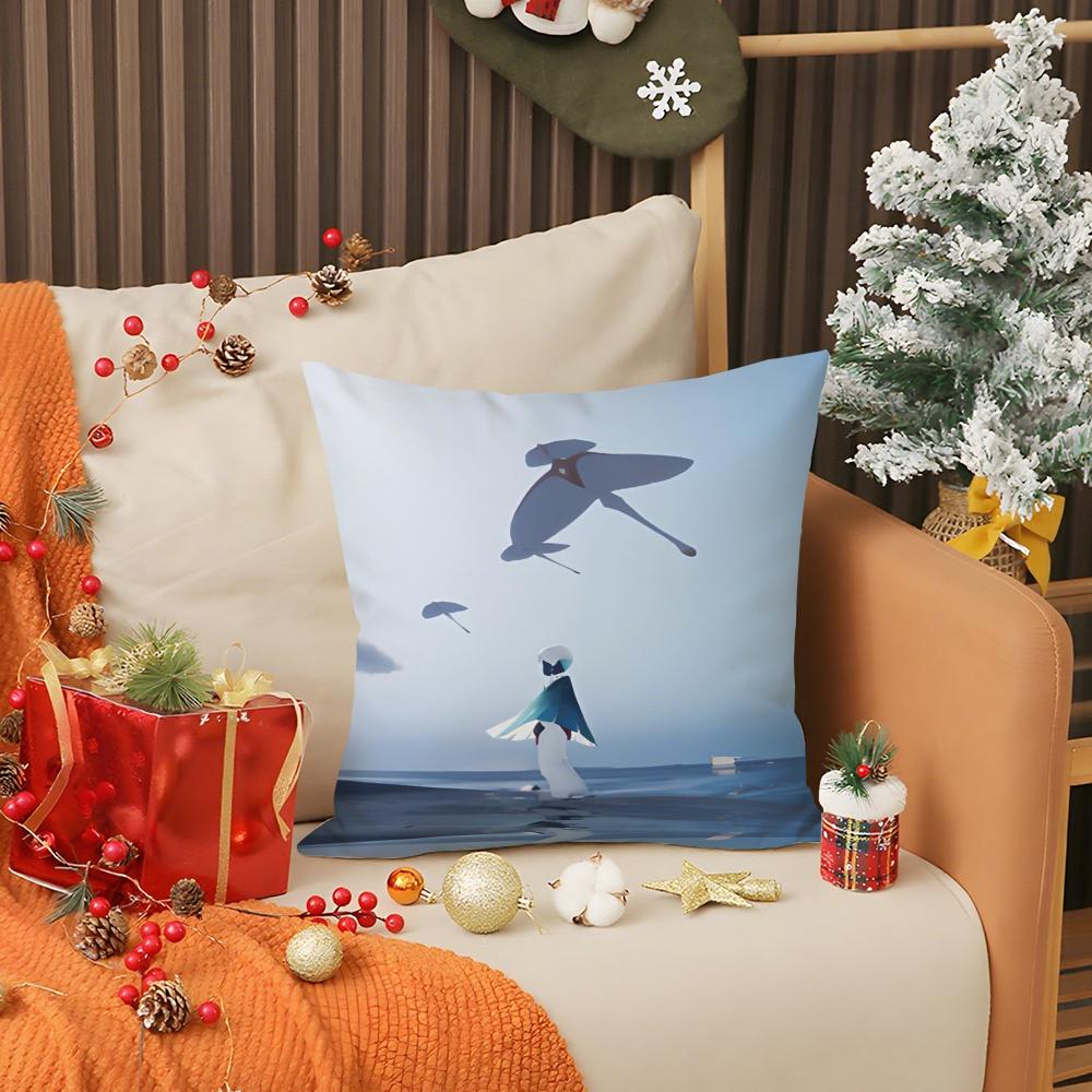 S-Sky Children of the Light Pillow Case Anti-dustmite Pillow Invisible Zipper Silky Short Plush Sofa Cushion Cover
