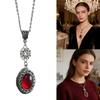 Fantasy Themed Oval Pendant Necklace Gothic Victorian Neckchain Stylish Jewelry With Vintage Gemstones