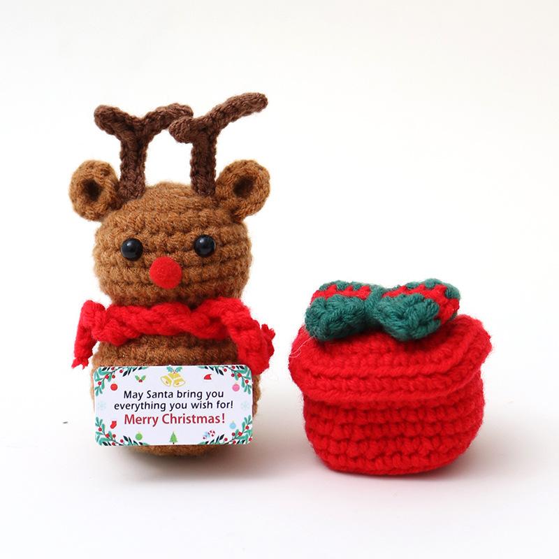Knitted Doll Christmas Decoration Ornament Reindeer Snowman Santa Claus Handmade Woolen Christmas Ornaments Navidad Natal Gift