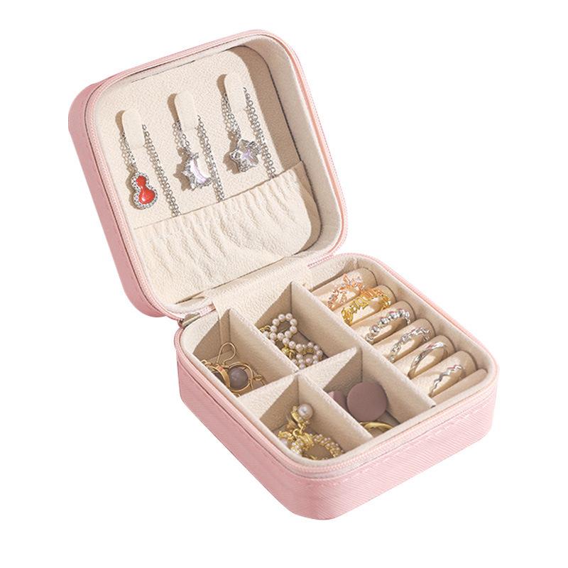 Portable Leather Jewelry Storage Box Women's European Princess Style Earrings Ring Earrings Jewelry Storage Bag Small Travel
