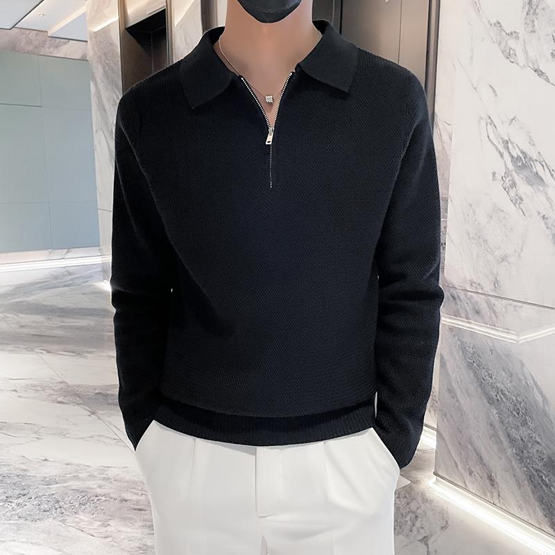 

Осенне-зимнее пальто в корейском стиле со свободными лацканами, мужской свитер с длинным рукавом, нижняя одежда, рубашка, модный свитер-пуловер 3XL чёрный