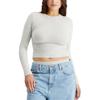 SKIMS Plain Knit Slim Fit Long Sleeve T-Shirt Women tops Light-Gray AP-TSH-0647-LHG