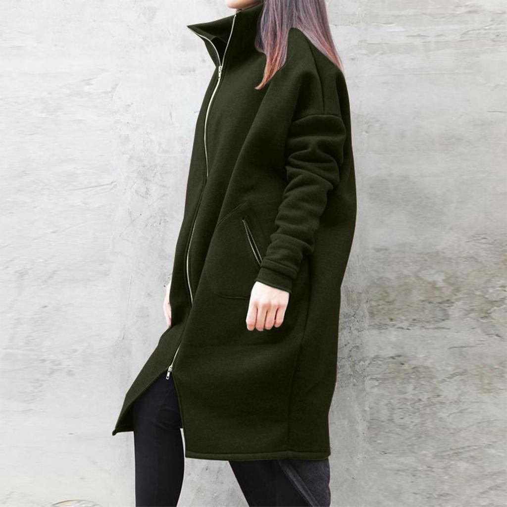 Women's Long Zip Up Hoodie Sweatshirt Full Zip Hooded Coat Casual Loose Fit Long Sleeve Outerwear with Pockets