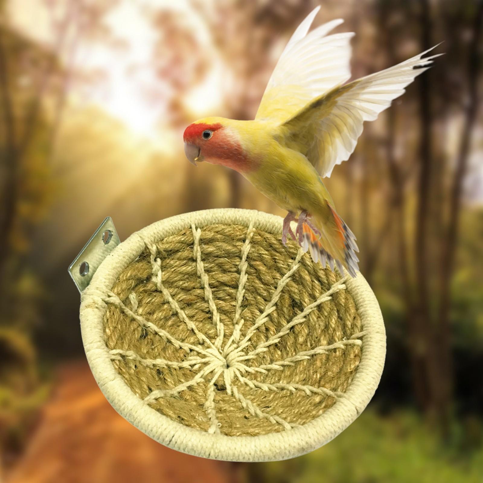 Bird Nest Cotton Rope Breeding Nest Small Bird Cage Hatching Nest Handmade Cotton Rope Bird Breeding Nest Bed Nests (White,One Size) белый