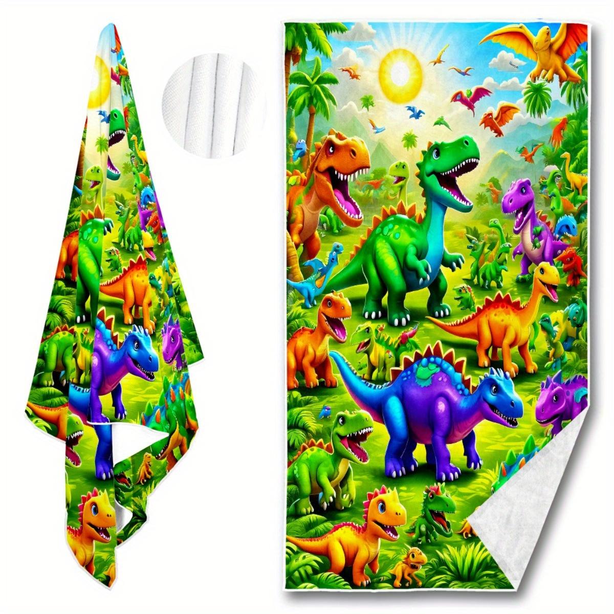 

1PC Cartoon Dinosaur Print Quick-Dry Swim Towel, Polyester Soft Beach Towel, Lightweight Travel Towel Gift for Kids, Perfect for W30*H60(CM)