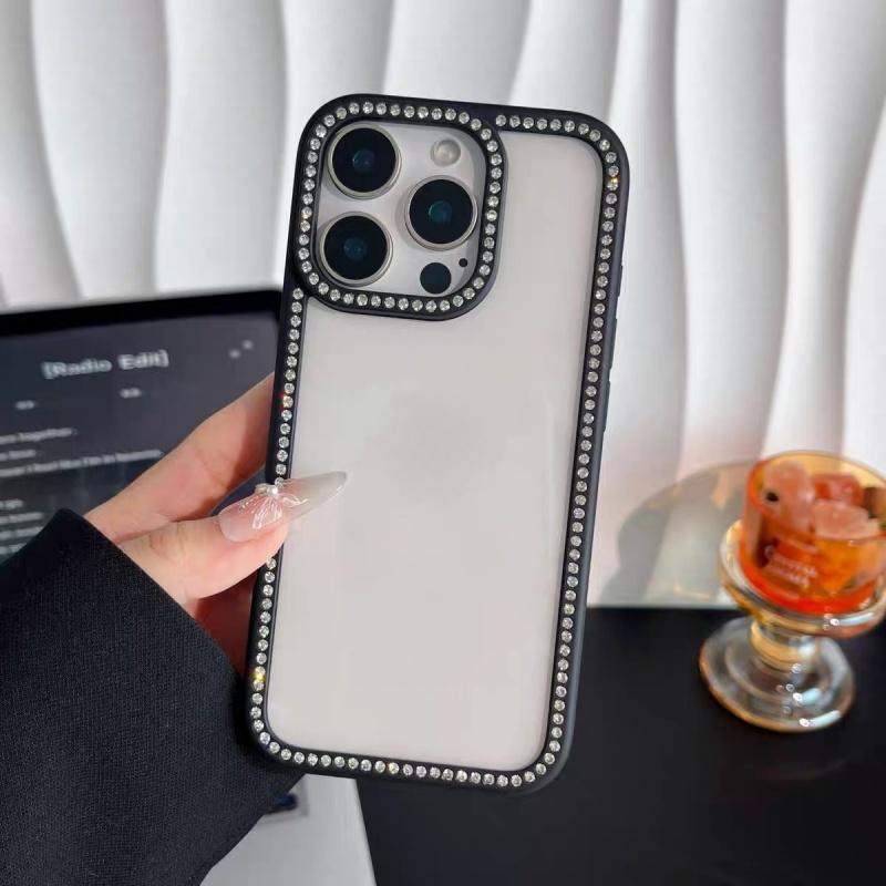 Luxury Transparent Diamond Jewelled Phone Case For iPhone 11 12 13 14 15 16 17 Pro Max Plus Air Glitter Bumper Back Cases Cover