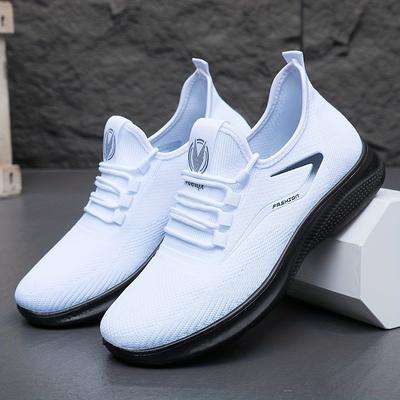 Oddychające Lekkie Męskie Sneakersy Dzianinowe Antypoślizgowe Buty Treningowe do Biegania Koszykówki Czarne Białe Buty Sportowe Podeszwa PU