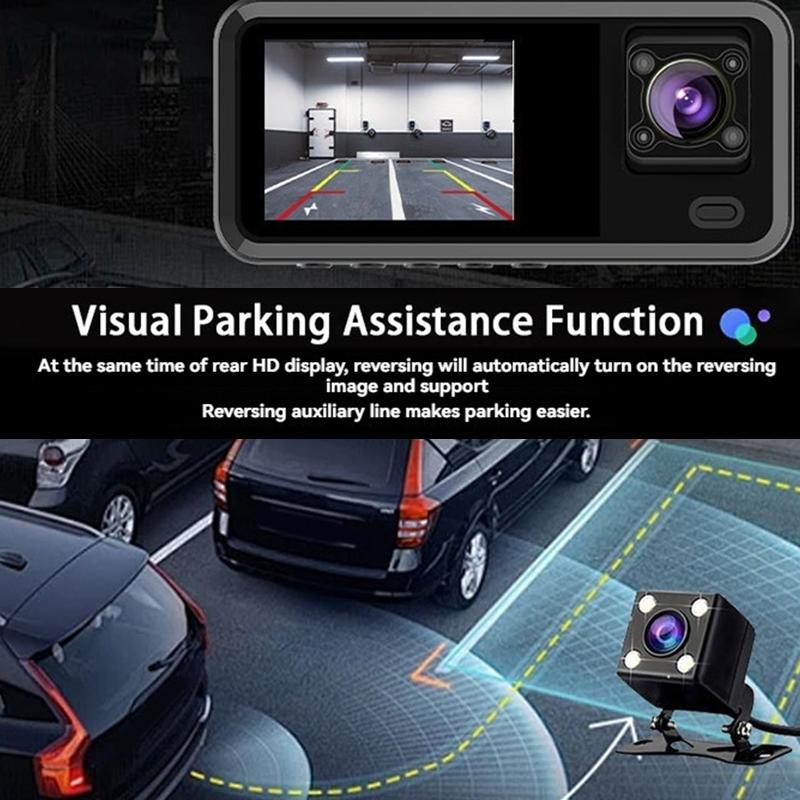 2/3-Kanal WIFI Auto DVR, Hochauflösende 1080P In-Car Dashcam mit drei Kameras, Videoaufzeichnung.