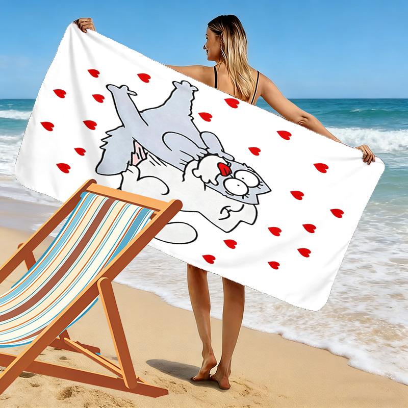Simon's Cat Print Strandlaken, Groot Zacht Sneldrogend Handdoek voor Strand Camping Zwemmen