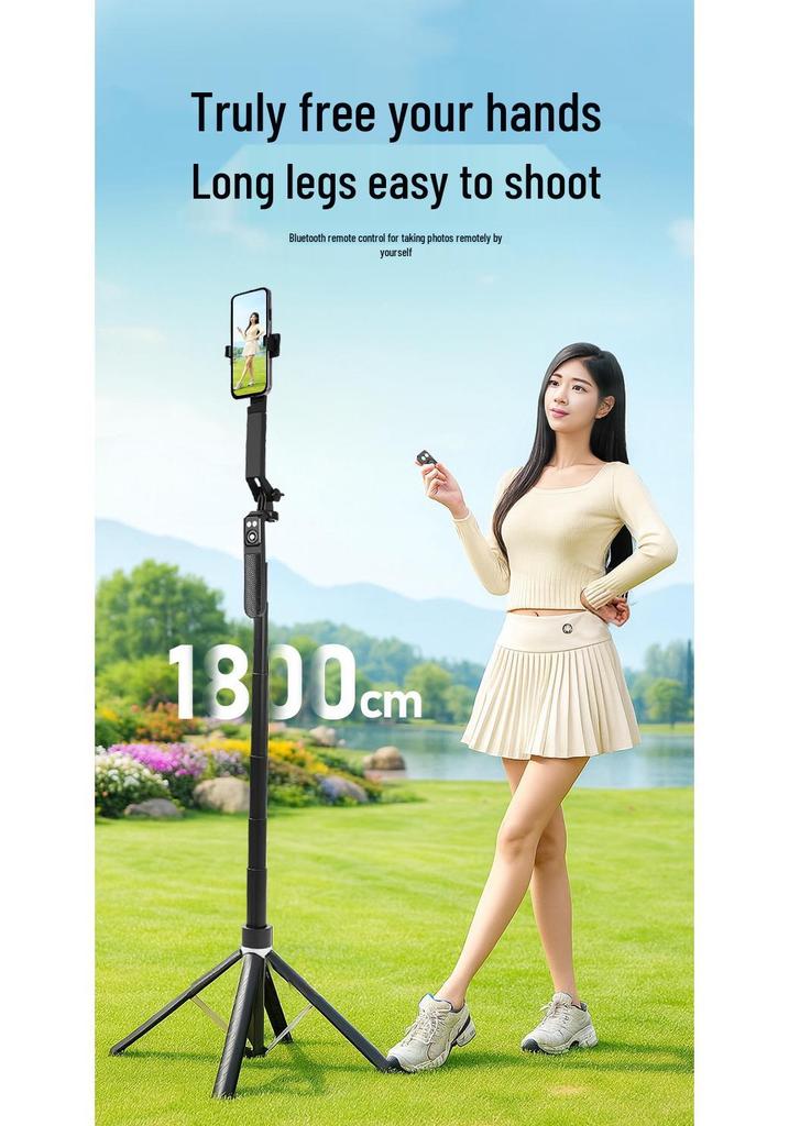 Portable Anti-Shake Retractable Selfie Stick & Four-Legged Floor Tripod for Travel, Live Streaming, and Viewing