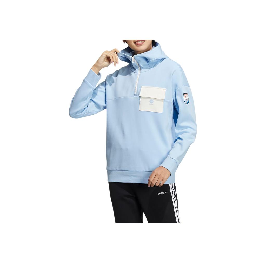 Adidas Neo Thickened Sports Hoodie Women Tops Blue HE4492
