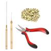Kit de Extensão de Cabelo Alicate Gancho de Puxar Dispositivo de Contas Kits de Ferramentas com 500 pçs Anéis de Silicone LS
