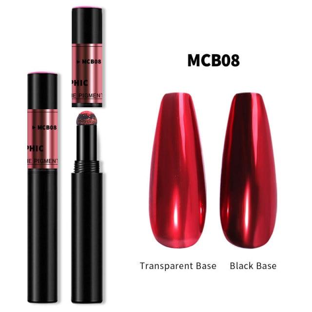 Nail Art Glitter Magic Mirror Pen Pudră Pernă de aer Laser holografică Pigmenți solizi Gel UV Instrument de manichiură