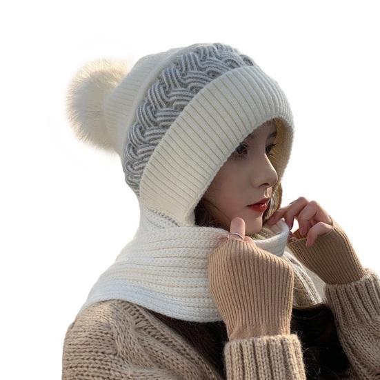Women Winter Warm Hat Knitted Beanie Super Soft Windproof Solid Color Neck Warmer Thicken Lady Winter Hat Scarf
