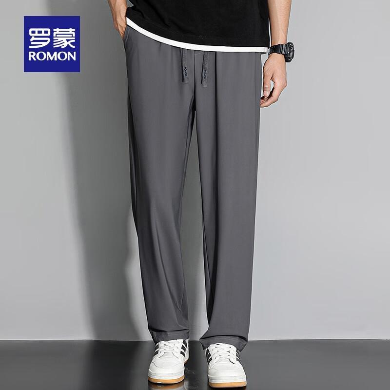 Romon Men's Ice Silk Straight Casual Pants