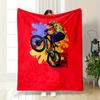 BMX Rider with Colorful Splash Background Patterned Flannel Blanket Perfect for the Bedroom Living Room, Sofa, or a Little Nap
