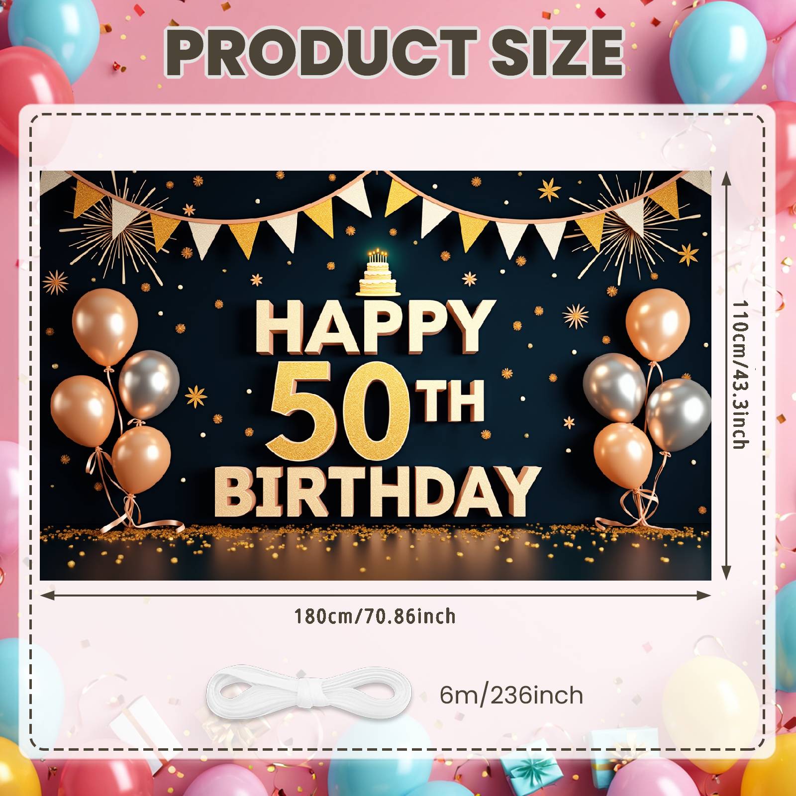 Birthday Celebration Banner Sparkle Firework Decor Party Celebration Display Banner 3D Text Design Adult Birthday Backdrop