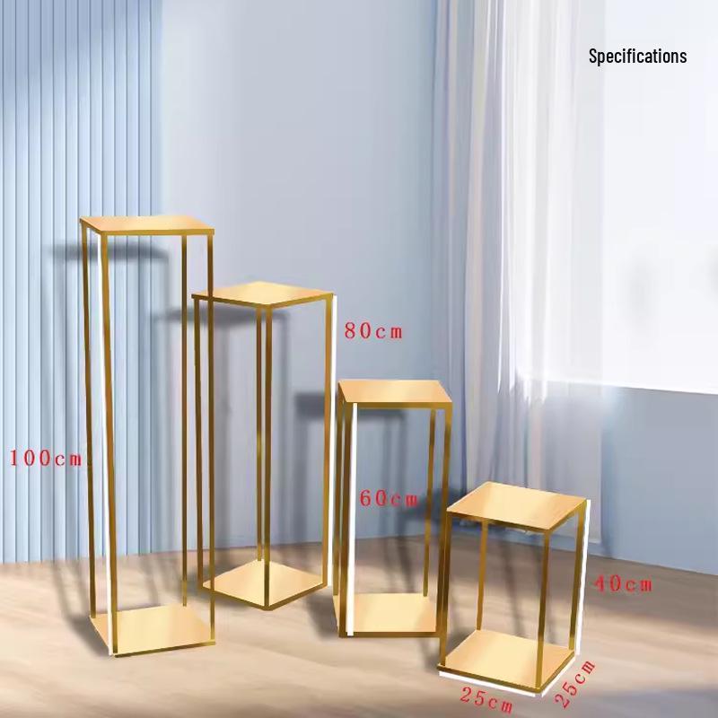 Geometric Square Frame Flower Stand for Weddings - Wrought Iron Artificial Flower Decor