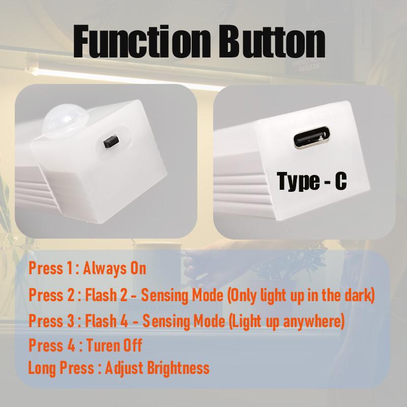 Motion Sensor Light 50/30/20cm USB Rechargeable LED Lamp Magnetic Night Light Bar Induction Cabinet Light For Closet Wardrobe