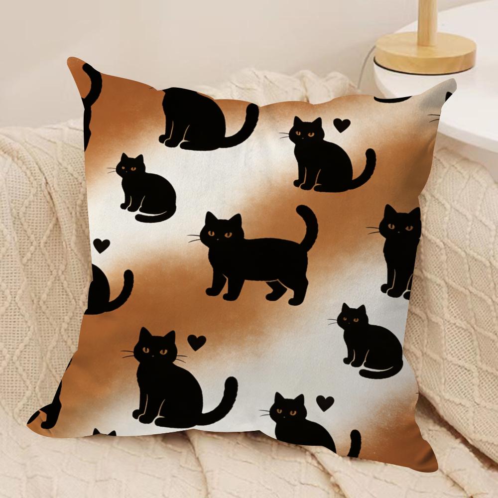 Blackcat Cushion Cover Silky Short Plush Sofa Pillow Cover Hidden Zipper Soft Dustproof Case For Home Decor