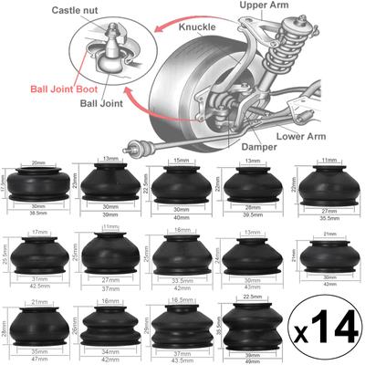 14-teiliges Auto-Universal-Gummi-Staubschutzkappe für Kugelgelenke, Spuraufhängung, Lenkung, Lenkgestänge, Ersatzzubehör