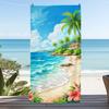 Retro Illustration Style Surfboard Palm Tree Print Beach Towel Summer Coastal Town Pattern Quick Dry Sand-Free Soft Towel