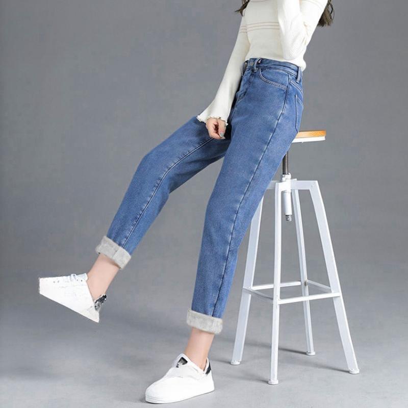 Neue Damen Thermo Slim Jeans Herbst Winter Warm Plüsch Stretch Jeans Damen Schneehose Skinny Bleistift Gerade Hose
