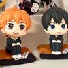 Original Chibi Haikyuu!! Sitting Kageyama & Fluffy Hair Hinata Anime Figure Car Dashboard Decor PC Case Ornament
