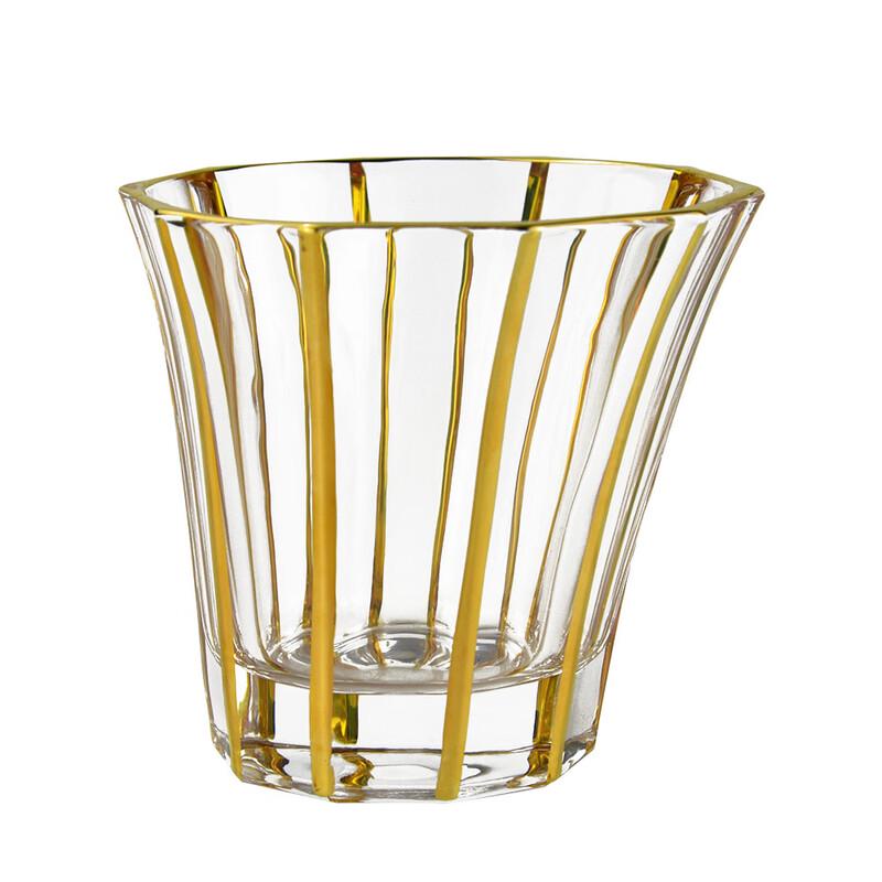 Crystal Whiskey & Beer Glass with Gold Line Design