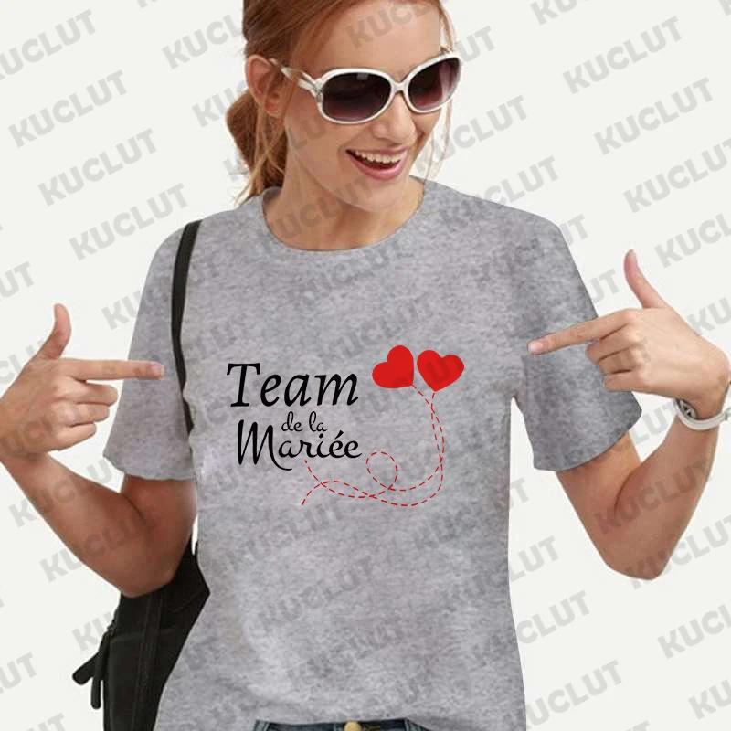 French Women Bridal Wedding Party T-shirt Team EVJF Tops Future Bride To Be Squad Bridesmaid Tees Bachelorette Hen Party Blouses