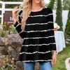 Women's Casual Fashion Long Sleeve Shirt Striped Tunic Top