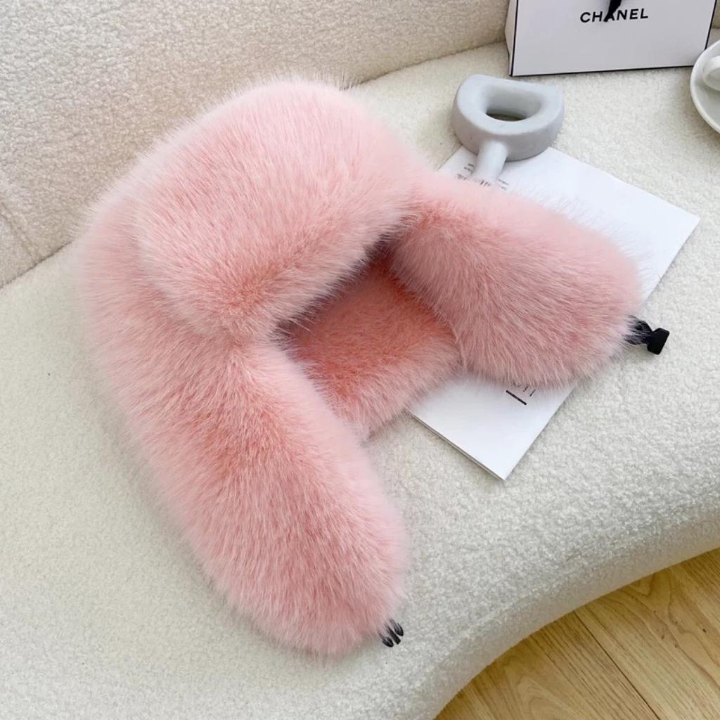Full Fluff Large Brim Thickened Thermal Hood Imitation Fur Fox Fur Snow Hat Ear Protection Hat Winter