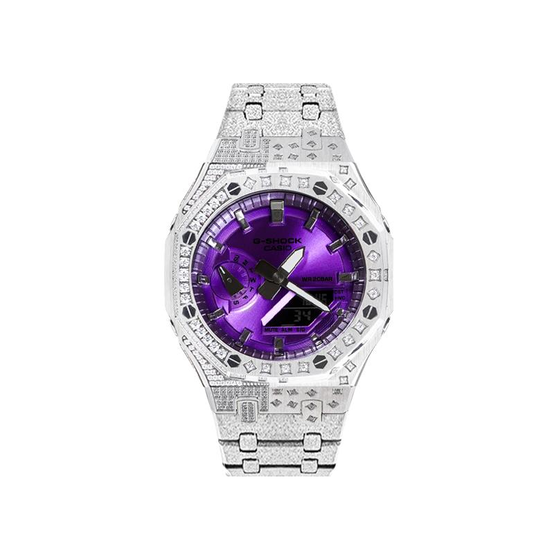 Casio Customized Watch Modified Series Star Silver Purple Hui 200 Meters Waterproof Quartz Same Style for Men and Women Pu GA-2100-1A1