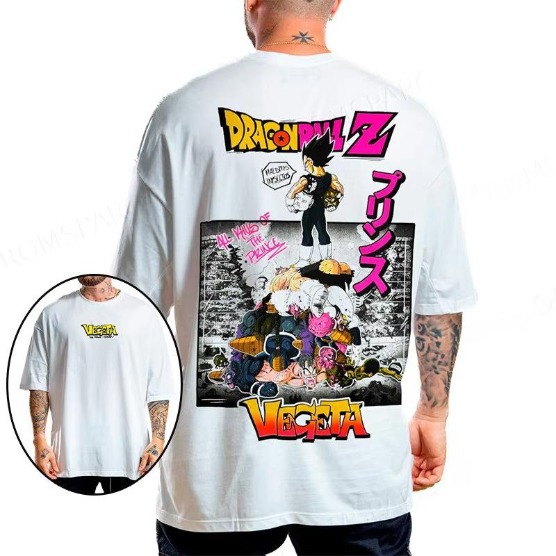 Dragon Ball Z Trendy Hot Items Retro TShirt Oversized Unisex Kids Harajuku Style Sports Tee with Vegeta Comic Print Y2k