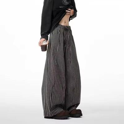 Women's Black Gothic Striped Long Pants Baggy Sweatpants Harajuku Y2k Emo Vintage Oversize Trousers Japanese Style Clothes