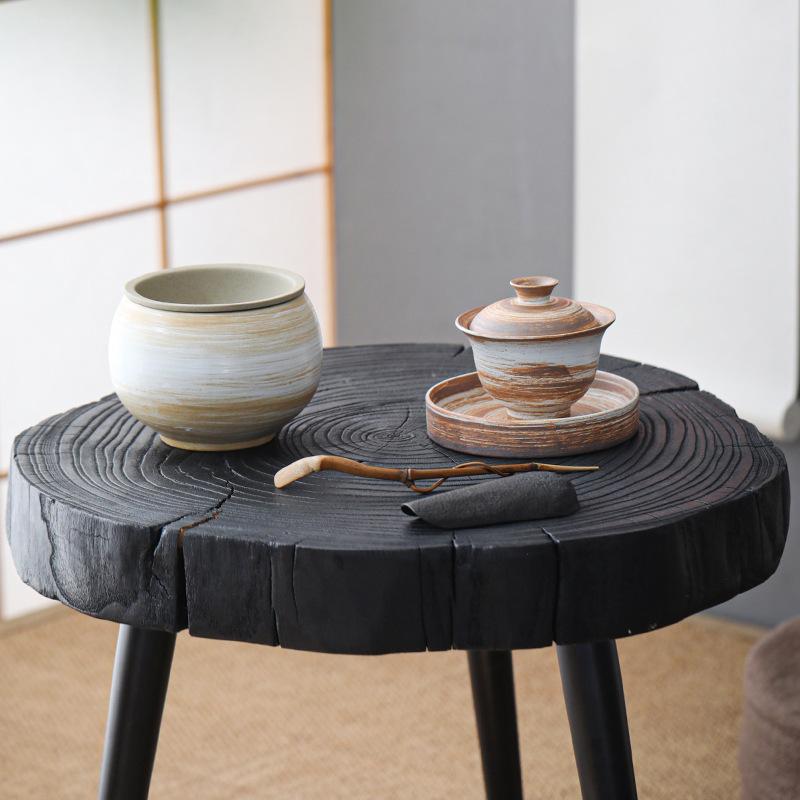 Japanese-style coarse pottery Jianshui retro ceramic water tank tea cup tea residue tank wastewater bucket Kung Fu tea set tea ceremony spare parts