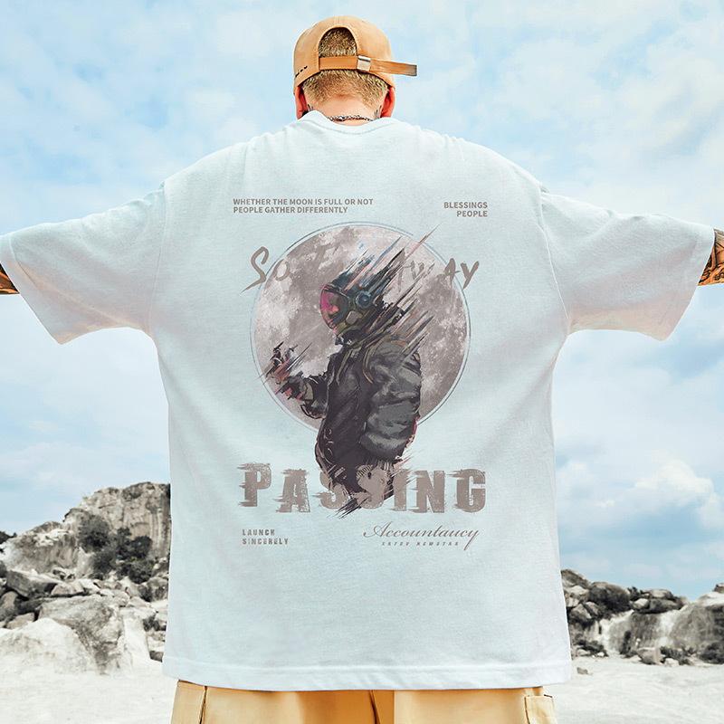 

Summer new European and American fashion brand menswear hip hop loose oil painting short sleeve T-shirt trend half sleeve 3XL