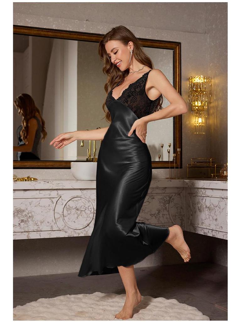 Yaoting Elegantes Spitzenbesatz Europäischer Stil Schlankmachendes Nachthemd CQ3420