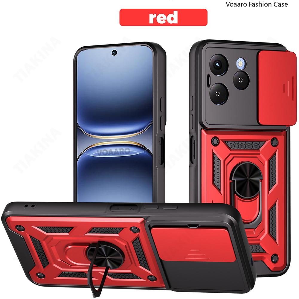 Slide Lens Armor Funda for Tecno Spark 40 4G Case for Tecno Spark 40 4G Case Magnetic Ring Stand Holder Cover Shockproof Capa