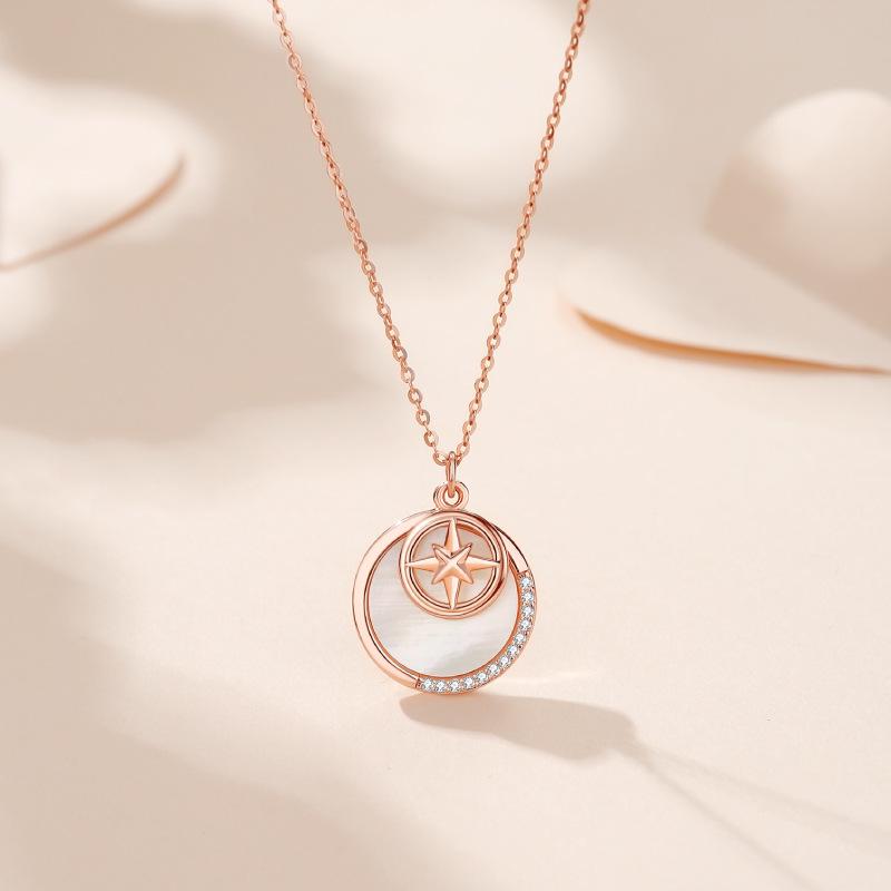 

Роскошное розовое ожерелье-звезда из перламутра - Элегантное, универсальное украшение для женщин 925 Silver розового золота