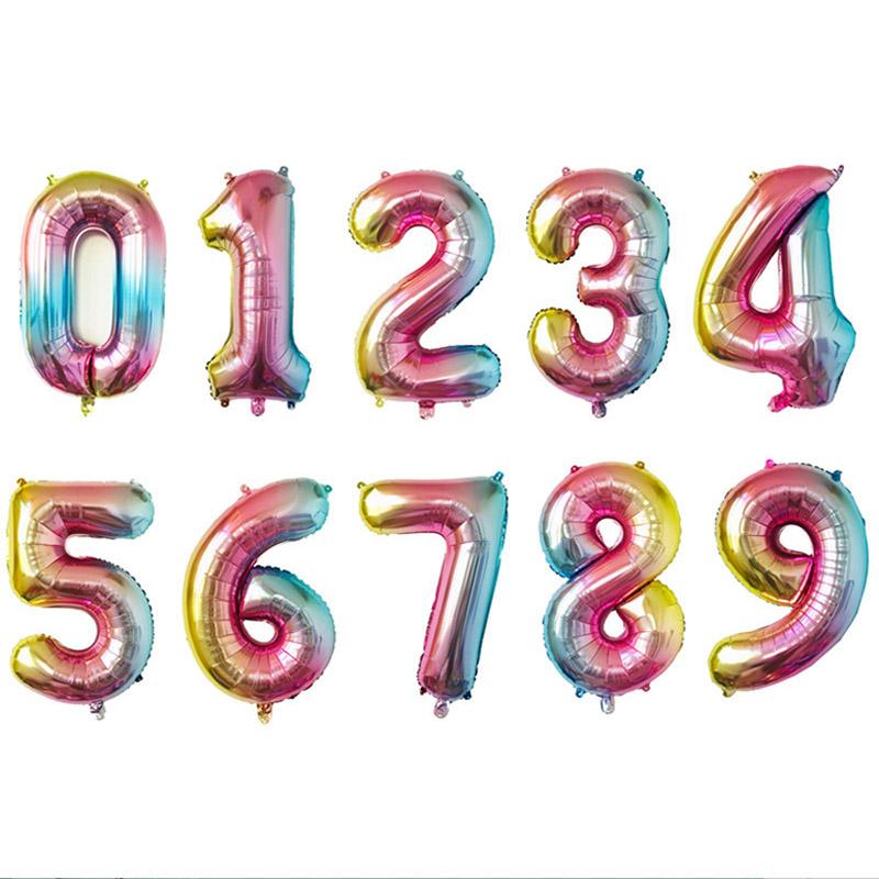 32inch Birthday Foil Number Balloons Big Red Blue Pink Silver Gold Kids Birthday Wedding Baby Shower Party Decor Digital Globos