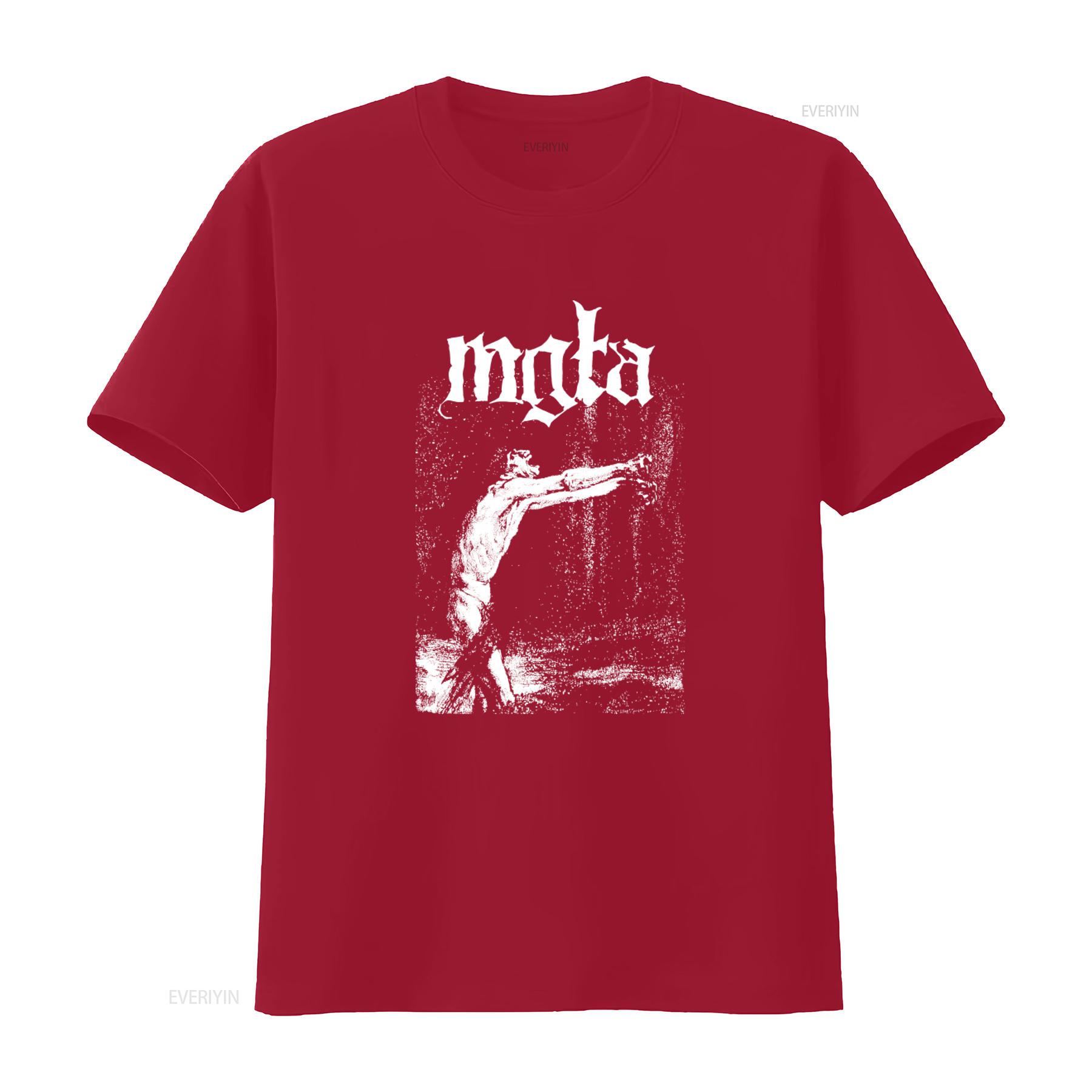 MGLA Exercises in Futility Gothic Print Black Mens T Shirt Large Size vintage Washed Soft streetwear Top For Everyday Wear S