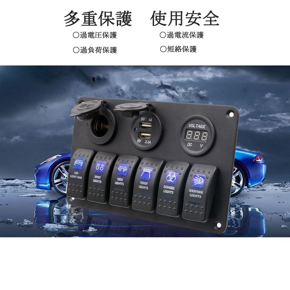 Painel de Interruptores à Prova d'Água BlueFire DC 12V/24V para Barco Marinho, Caravana, LED