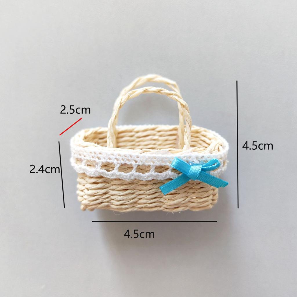 Miniature Mini Dollhouse Bouquet Basket Handmade Fashion Hand Woven Basket Diy Paper Vine Basket For Bjd Dolls/For Ob11 Dolls