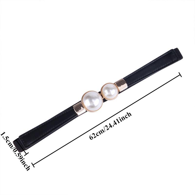 Stylish and Minimalist Waist Chain Women's Belt Korean-Style Elegant Retro Pearl Waist Sash with Elastic Leather Strap