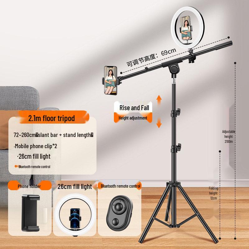 2025 Phone Holder & Tripod for Live Broadcast, Overhead Shooting & Selfie Photography with Fill Light