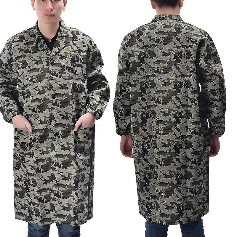 Unisex Dustproof Blue Workwear Robe with Printing & Embroidery