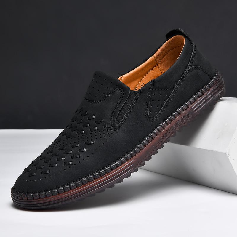 Men's shoes outdoor casual shoes one-pedal flat-soled handmade leather shoes spring low-top large-size loafers