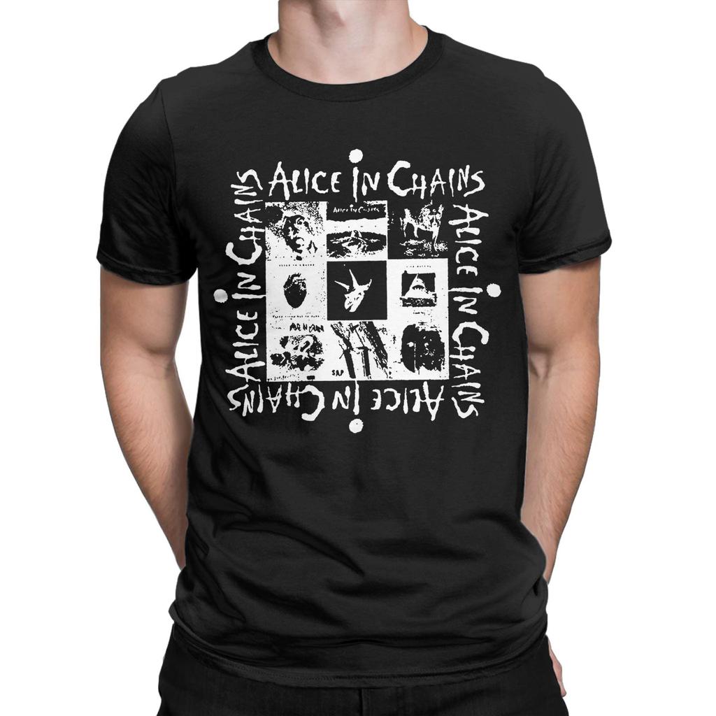 Camisetas de Rock Alice In Chains para Hombre Algodón Puro Camiseta Divertida Cuello Redondo Camisetas Manga Corta Ropa 4XL 5XL 6XL